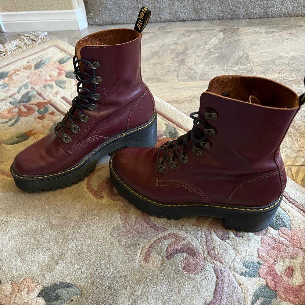 Dr Martens red leona boots